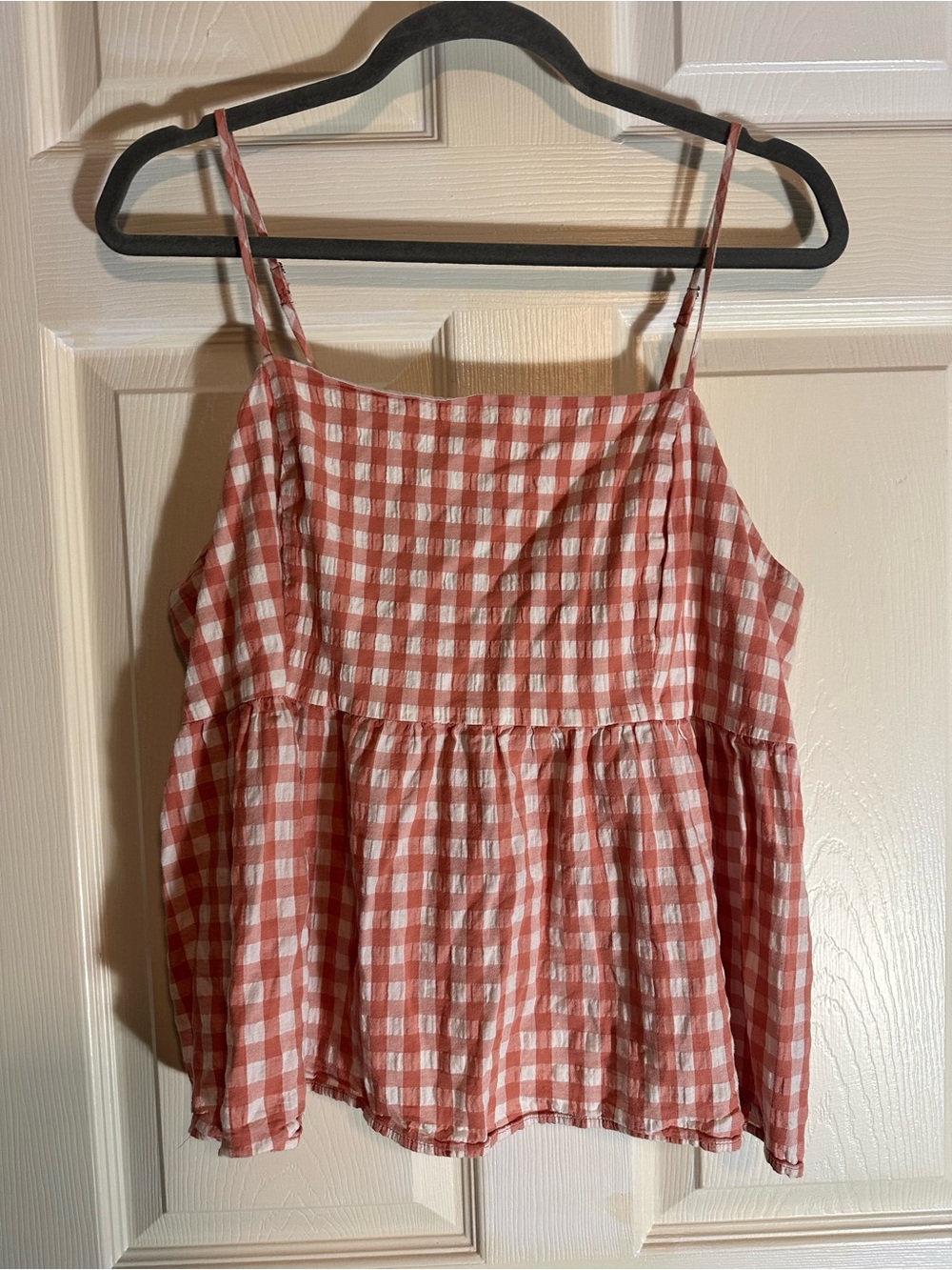a new day Pink Gingham Spaghetti-Strap Babydoll Top